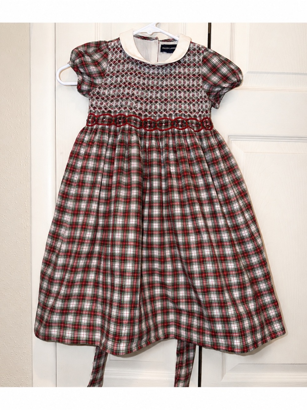 Ralph Lauren Girls Smocked 3T Holiday Plaid Christmas Dress Vintage Prarie style